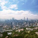 View of Kuala Lumpur Skyline from a helicopter