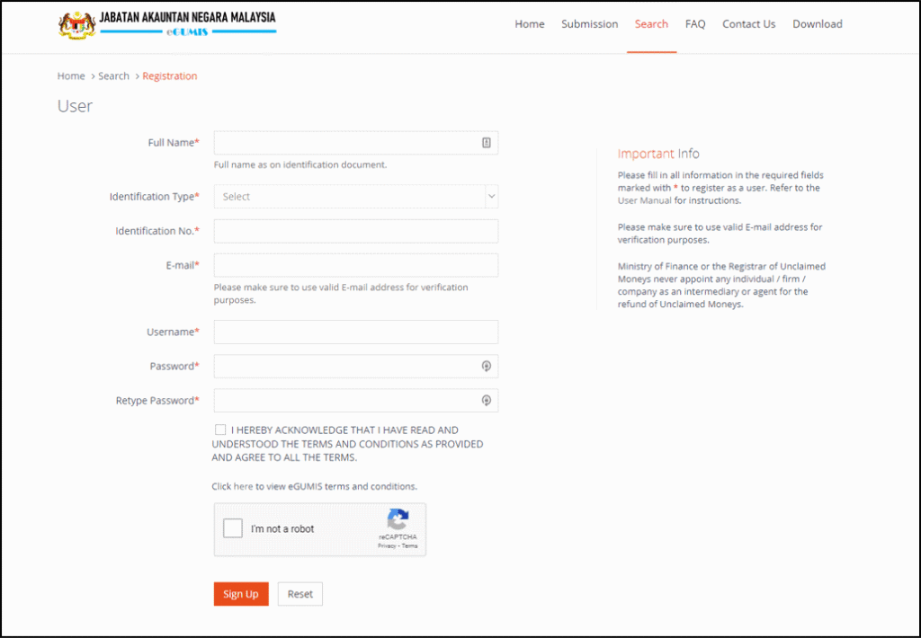 Account Registration Form