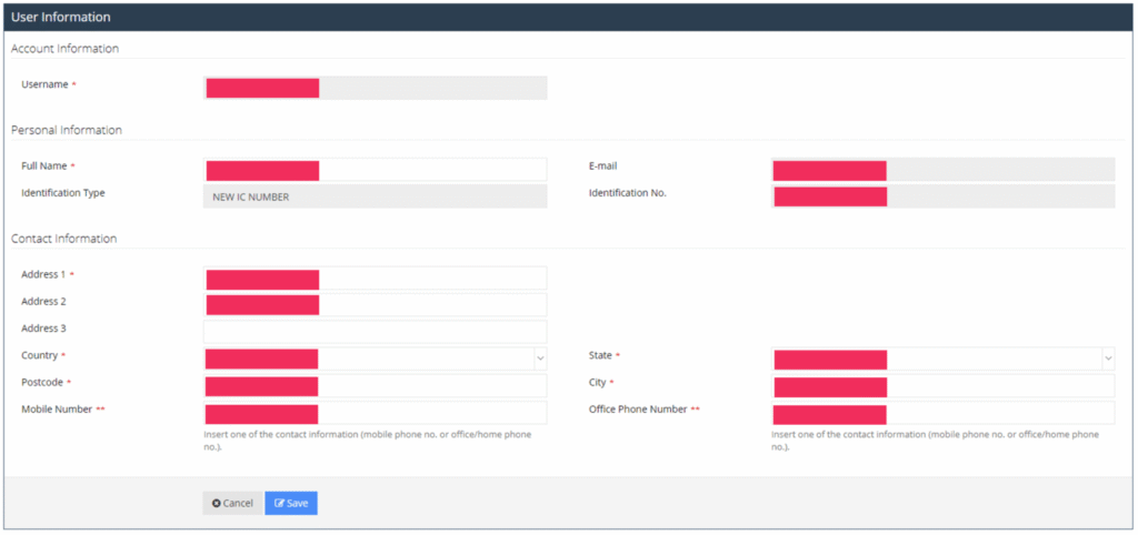 User Profile Information Form