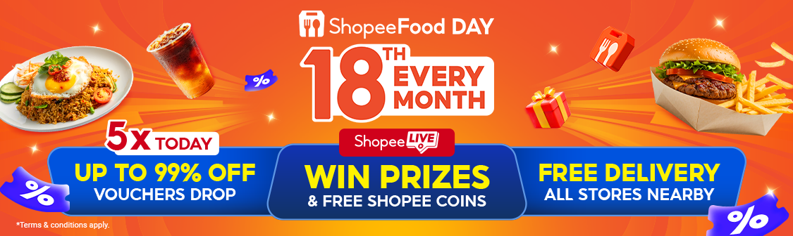 ShopeeFood Day Kembali pada 18 April dengan Diskaun Sehingga 99%, Penghantaran Percuma dan Hadiah Eksklusif