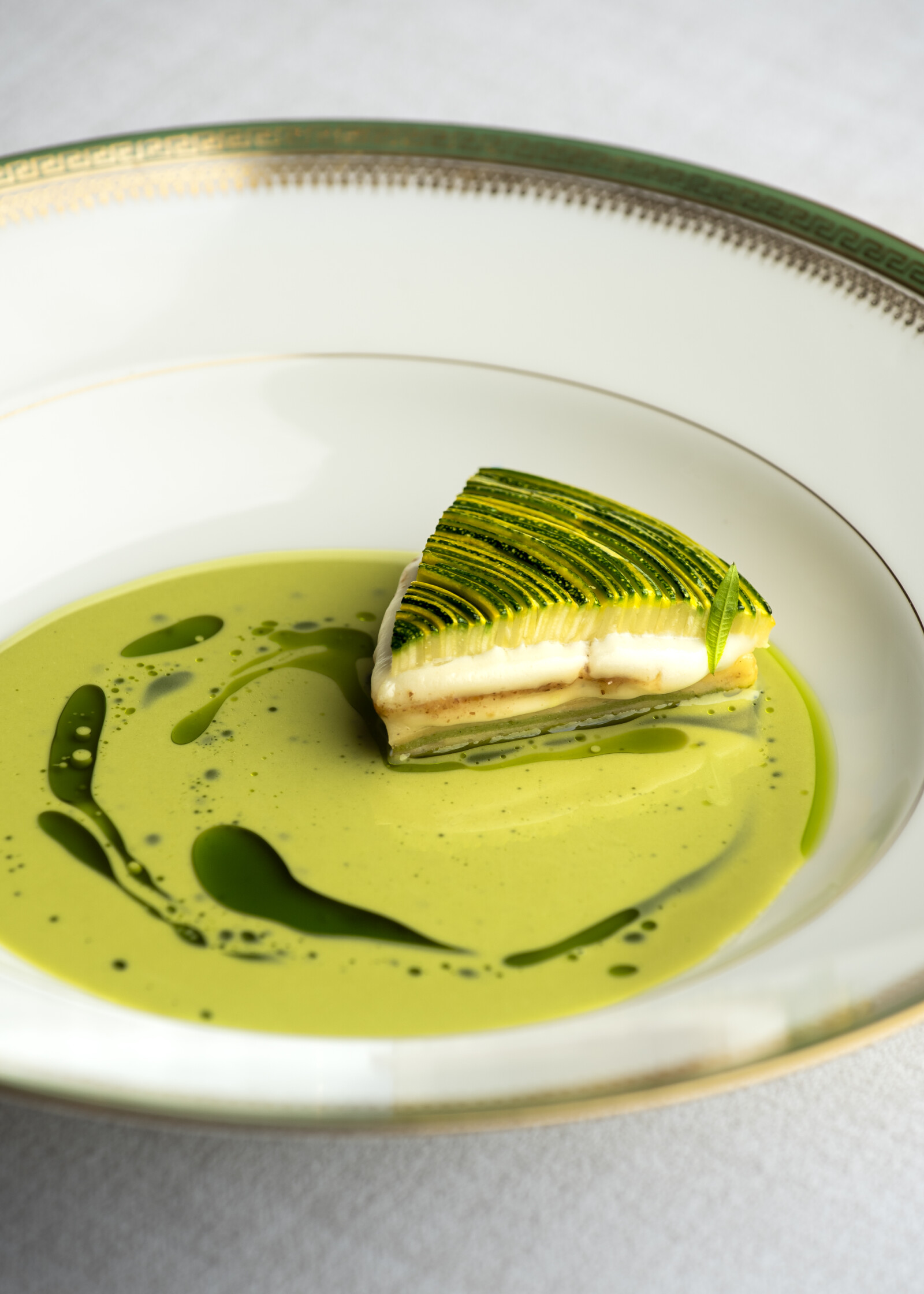 Spring Menu 2026: Rainbow Courgette Filled with Comté Cheese and Walnuts, Accompanied by a Lemon Verbena Beurre Blanc