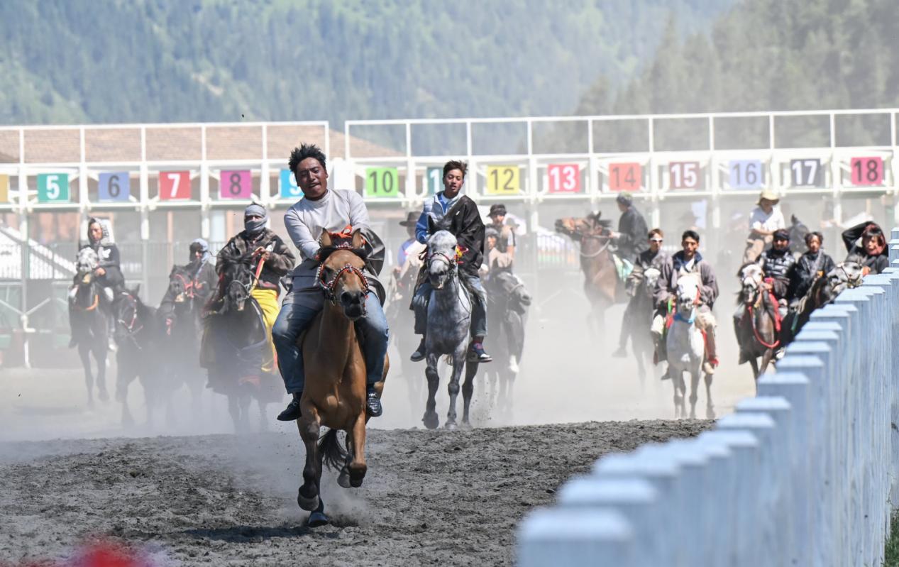 Riders Galloped at Full Speed on the Racecourse