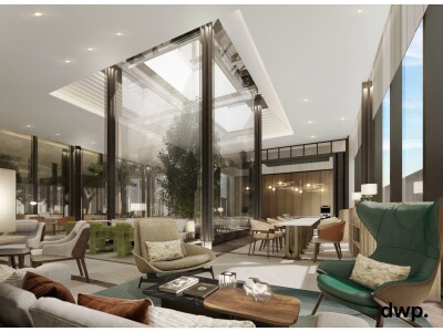 The Level 36 lobby at Fraser Suites Reserve Bangkok. (Rendering)